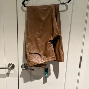 Brown Faux Leather Skirt with Zipper Detail